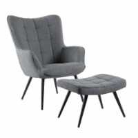 Best Master Furniture West China 29  Fabric Accent Chair and Ottoman Set in Gray