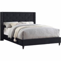 Best Master Furniture Valentina Velvet Wingback Platform King Bed in Black