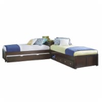 NE Kids Pulse Twin L Shaped Storage Bed with Trundle in Chocolate