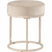 Hillsdale Swanson fabric Upholstered Vanity Stool in Distressed White