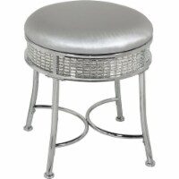 Hillsdale Venice Diamond Band Fabric Upholstered Backless Vanity Stool in Chrome