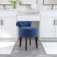 Hillsdale Furniture Lena Wood Vanity Stool in Blue Velvet Fabric