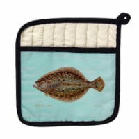 Betsy Drake PT014C Flounder Aqua Pot Holder