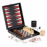 Bey-Berk International G552 Black Leatherette 5 in 1 Game Set