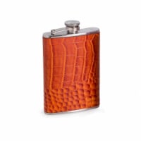Bey-Berk International FS268 8 oz Stainless Steel Croc Leather Flask