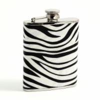Bey-Berk International FS456 6 oz Stainless Steel Zebra Pattern Flask