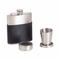 Bey-Berk International FS757 7 oz Stainless Steel Flask with Leather Wrap, Captive Cap