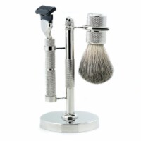 Bey-Berk International BB06 Fusion Razor & Pure Badger Brush on Diamond Cut Design with Chrom