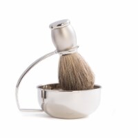 Bey-Berk International BB13 Chrome Plated Soap Dish with Pure Badger Brush, Silver
