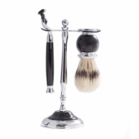Bey-Berk International BB23 Mach 3 Razor & Pure Badger Brush with Chrome Plated Black Enamel