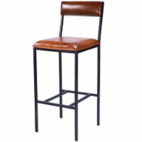 Butler Specialty Lazarus Leather & Metal Bar Stool in Brown