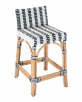 Butler Serienna Blue and White Rattan Low Back Counter Stool