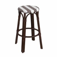 Butler Specialty Company, Tobias Round Rattan 30  Bar Stool, White and Brown Stripe