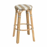 Butler Specialty Company, Tobias Round Rattan 30  Bar Stool, Tan and White Stripe