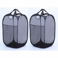 Mesh Pop Up Laundry Basket with Side Pocket&#44; Black