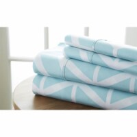 California King Premium Ultra Soft Arrow Pattern Bed Sheet Set, Turquoise - Pack of 12 & 4 Pi