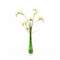 Waterlook Cream-Yellow Freesia in Green Bud Vase - Pack of 2