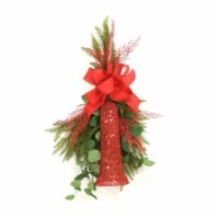 Red Glittered Bell with Fir & Elm Branches