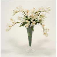 Waterlook White Orchid Tropical Mi x in Glass Vase, Neutral