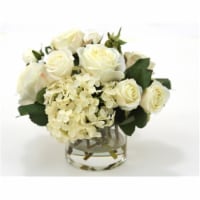 Distinctive Designs International   Waterlook Silk Cream-White Roses And Hydrangeas In A Shor