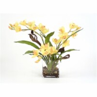 Distinctive Designs International   Waterlook Silk Yellow Orchid Plant With Blades And Natrag
