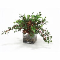 Distinctive Designs International   Waterlook Faux Burgundy Berries With Silk Foliage In A Gl