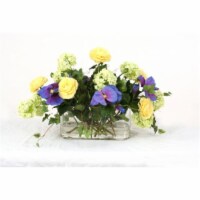 Waterlook Blue, Green & Yellow Spring Mix in Oval Glass Vase