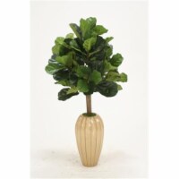 Fiddle Leaf Fig Floor Plant in Milu Brown Fluted Ceramic Vase