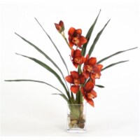 Distinctive Designs International   Waterlook Silk Rust Orchid With Fishtail Palm In A Small