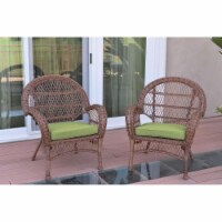 W00210-C-2-FS029 Santa Maria Honey Wicker Chair with Green Cushion - Set of 2