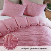 Lightweight Clipped Duvet Cover Set, Geometric Solid Color