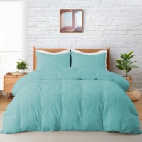 Lightweight Clipped Duvet Cover Set, Geometric Solid Color