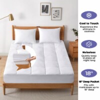 Peace Nest Cooling Mattress Pad 18 Inch Deep Pocket Twin Full Queen King Size White King Perspective: Main