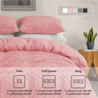 Wave Clipped Duvet Cover Set with Zipper Closure