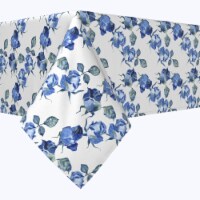 Square Tablecloth, 100% Polyester, 54x54 , Blue Watercolor Roses