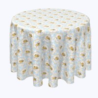 Round Tablecloth, 100% Polyester, 60 Round, Cartoon Honeycomb Bees