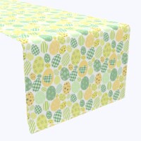 Table Runner, 100% Polyester, 12x72 , Green & Yellow Pastel Easter Eggs