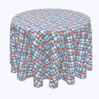 Round Tablecloth, 100% Polyester, 60 Round, Lobster Picnic Check