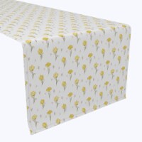Table Runner, 100% Polyester, 12x72 , Hand Drawn Yellow Tulips