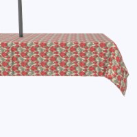 Water Repellent, Outdoor, 100% Polyester, 60x104 , Scarlet Red Flowers