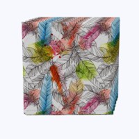 Napkin Set of 4, 100% Cotton, 20x20 , Drawn Feathers with Watercolor Spots