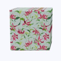 Napkin Set of 4, 100% Cotton, 20x20 , Fire Lily Flowers and Leaves
