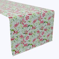 Table Runner, 100% Cotton, 16x90 , Fire Lily Flowers and Leaves