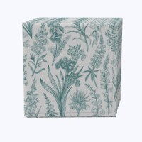 Napkin Set of 4, 100% Cotton, 20x20 , Green Garden Flowers