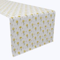 Table Runner, 100% Cotton, 16x108 , Hand Drawn Yellow Tulips