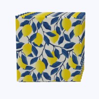 Napkin Set of 4, 100% Cotton, 20x20 , Lemon Tree with Blue Leaves