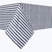 Rectangular Tablecloth, 100% Cotton, 52x104 , Navy brush Stroke Stripe