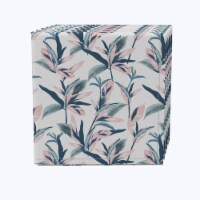 Napkin Set of 4, 100% Cotton, 20x20 , Pastel Tropical Leaves
