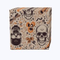 Napkin Set of 4, 100% Cotton, 20x20 , Retro Skulls & Flowers