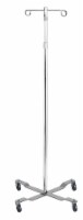 New Rolling 2-Hook 4-Leg Chrome Plated Iv Stand Pole Wheeled I V Poles I.V. Cart